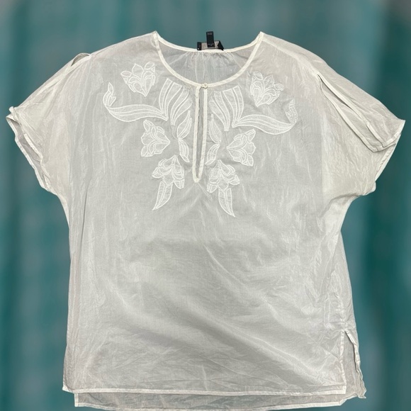 BANANA REPUBLIC Cotton/Silk Blend Embroidered Top M - Picture 1 of 11